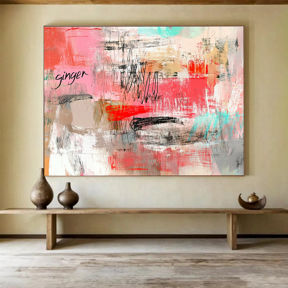 Pink Abstract with “Ginger” Painting and Eclectic Strokes DYP434