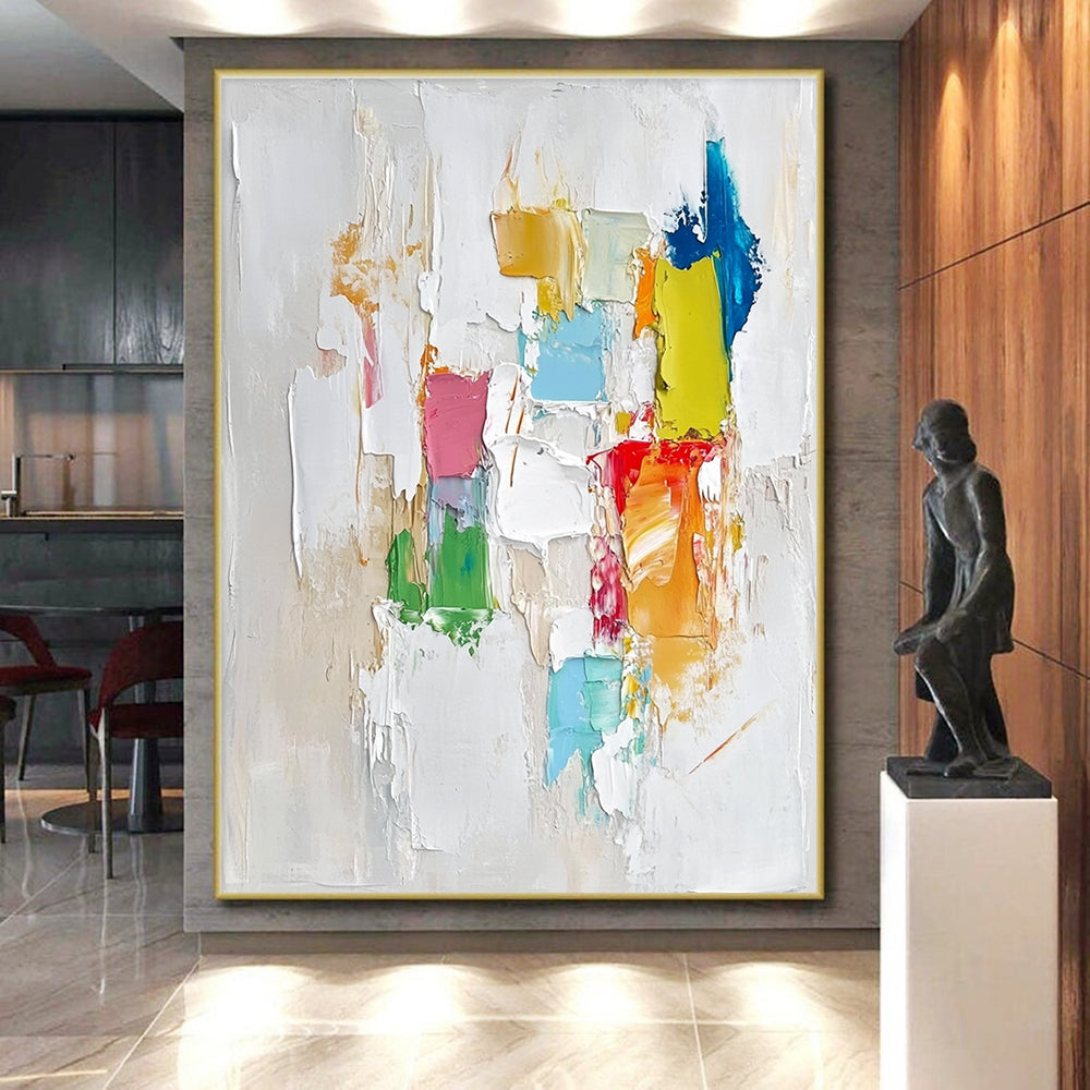 Colorful Block Abstract Painting with Thick Textures GER479