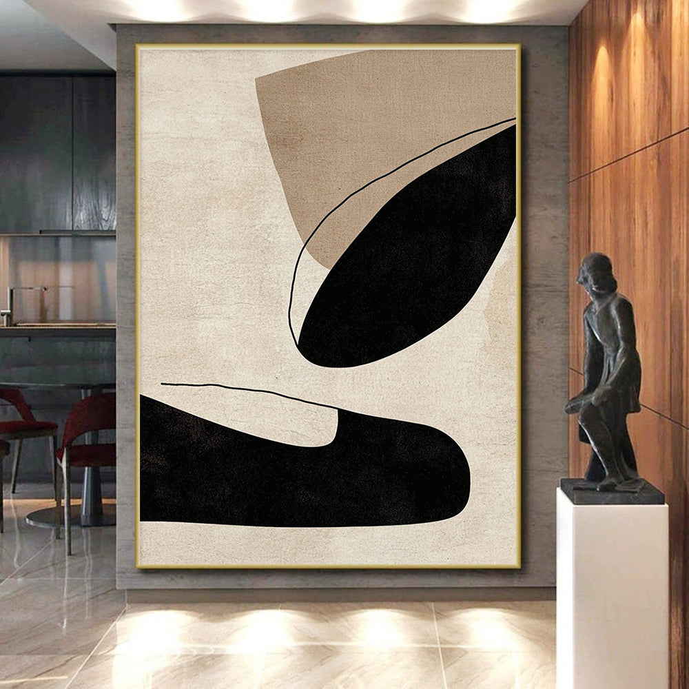 Minimalist Shape Abstract with Black and Beige GER314