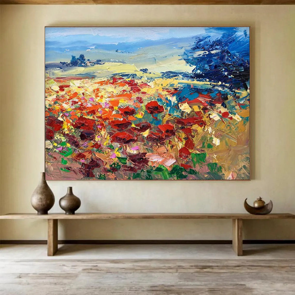 Colorful Poppy Field Abstract Painting THY475