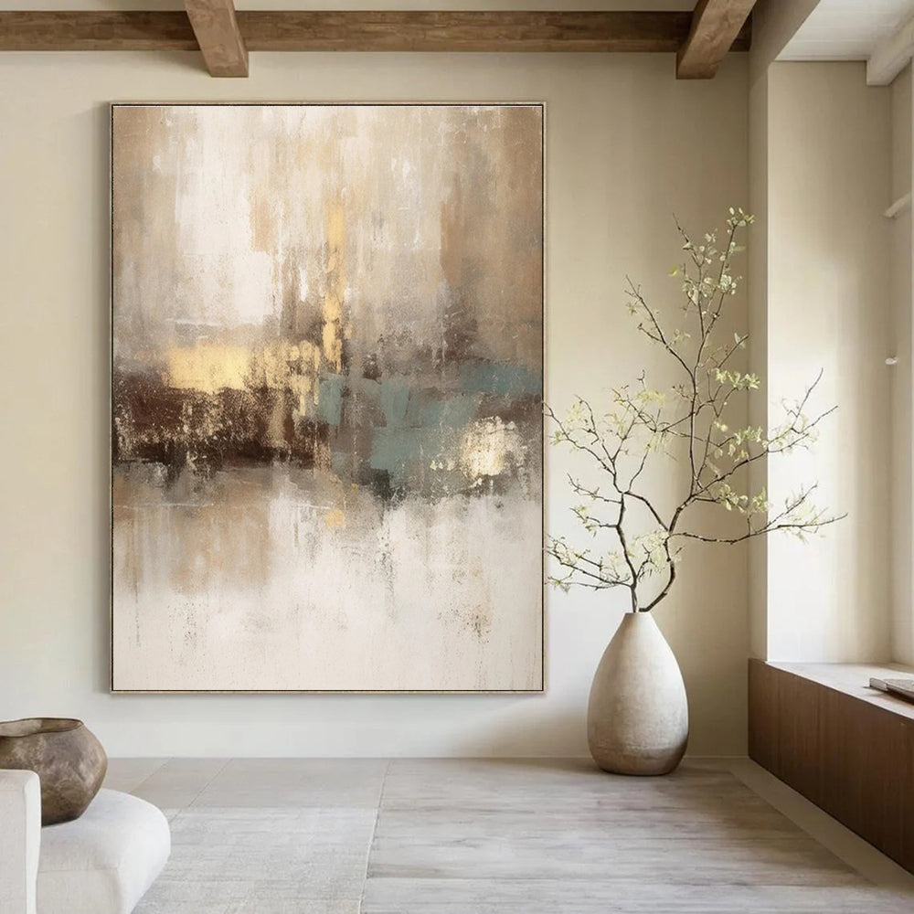 Beige and Brown Abstract Painting with Subtle Color Blends ADGE068