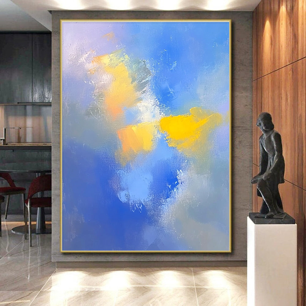 Blue and Yellow Abstract Painting with Soft Gradients GER598