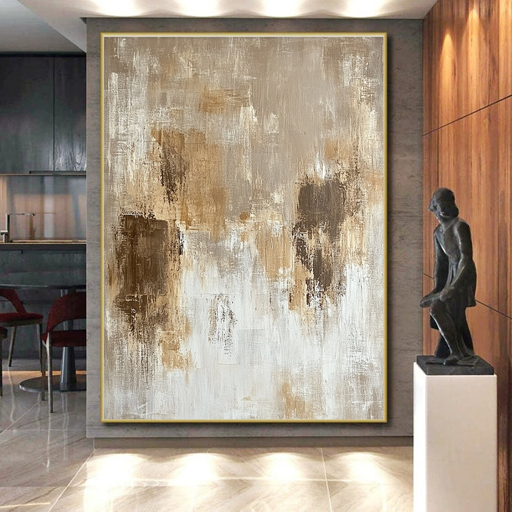 Beige Brown Abstract Painting with Subtle Textures GER769