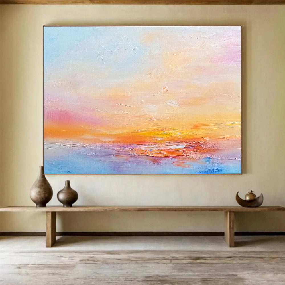 Soft Sunset Abstract Painting with Pastel Hues DYP440
