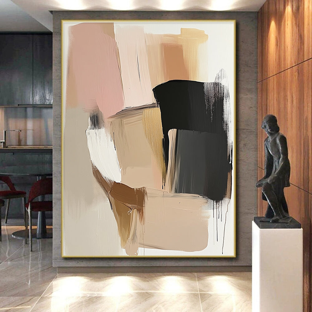Neutral Tones Geometric Abstract Painting with Soft Color Blocks GER771