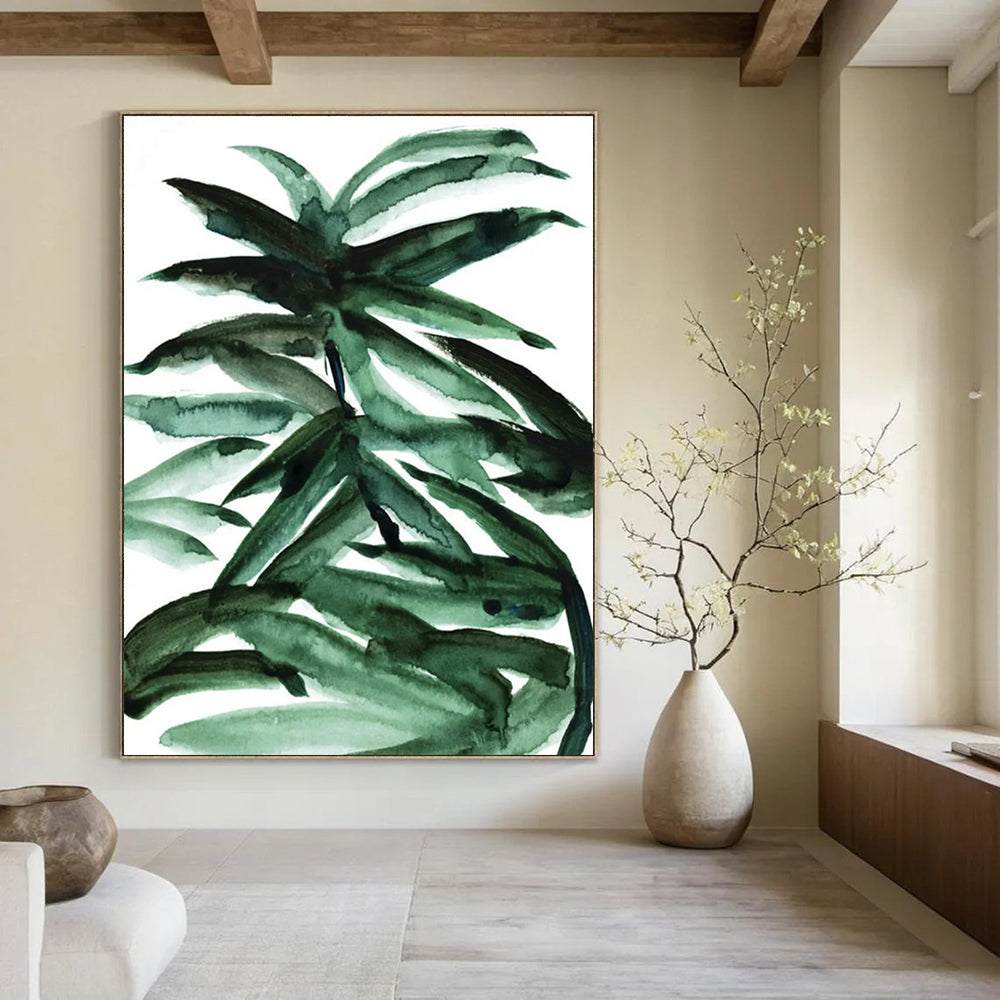 Green Leafy Watercolor Abstract Painting ADGE243