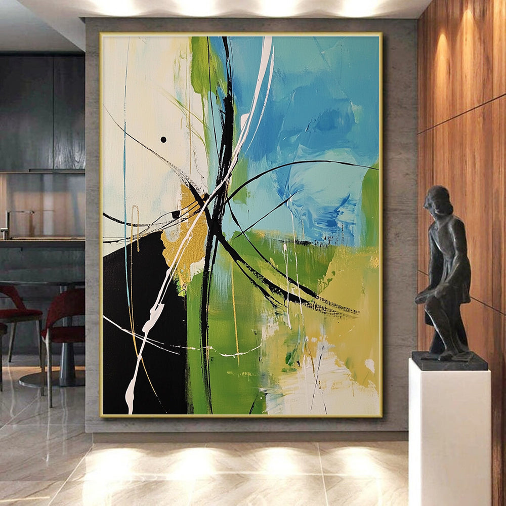 Colorful Line Abstract Painting with Energetic Strokes GER619