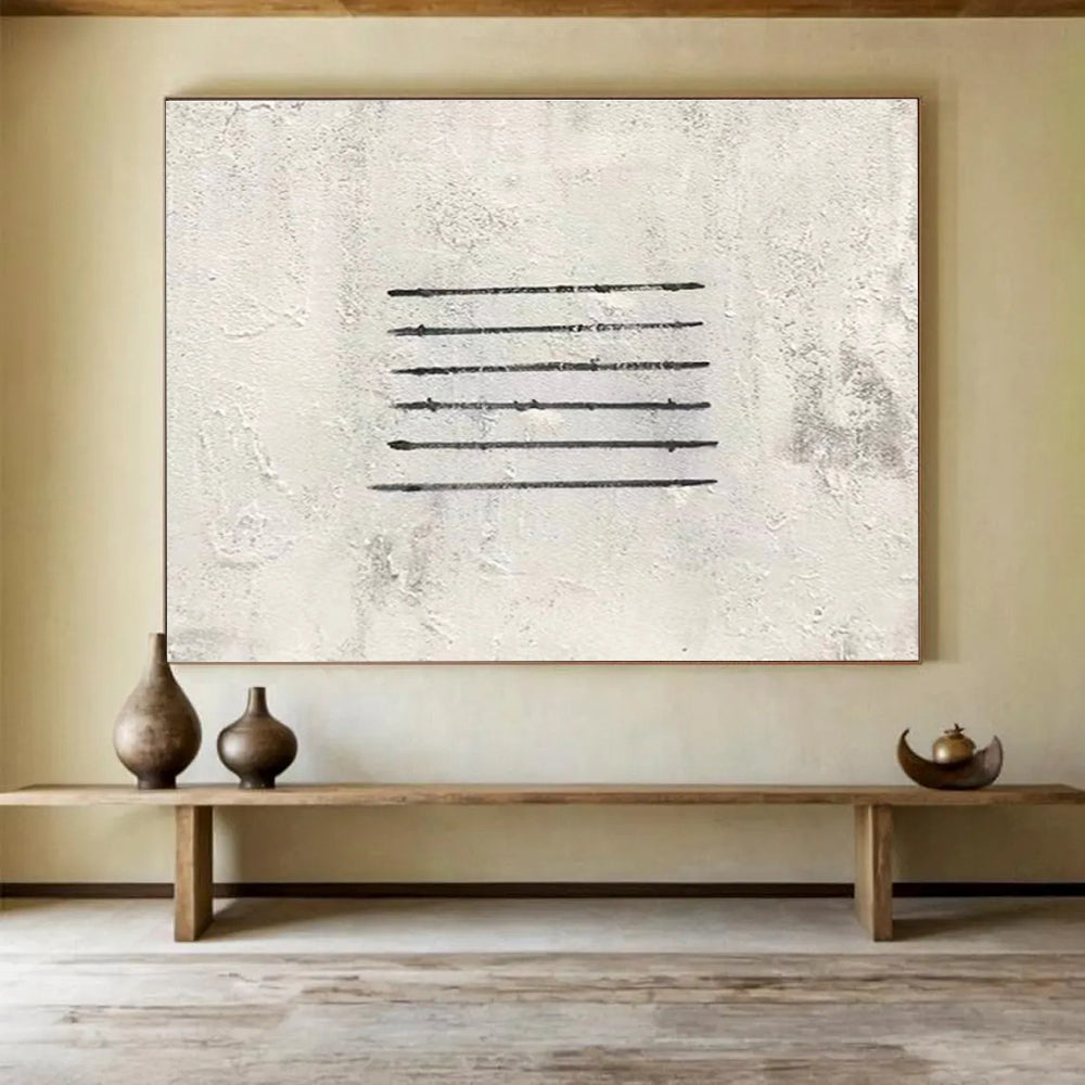 Simple Linear Abstract Painting with Black and White THY264