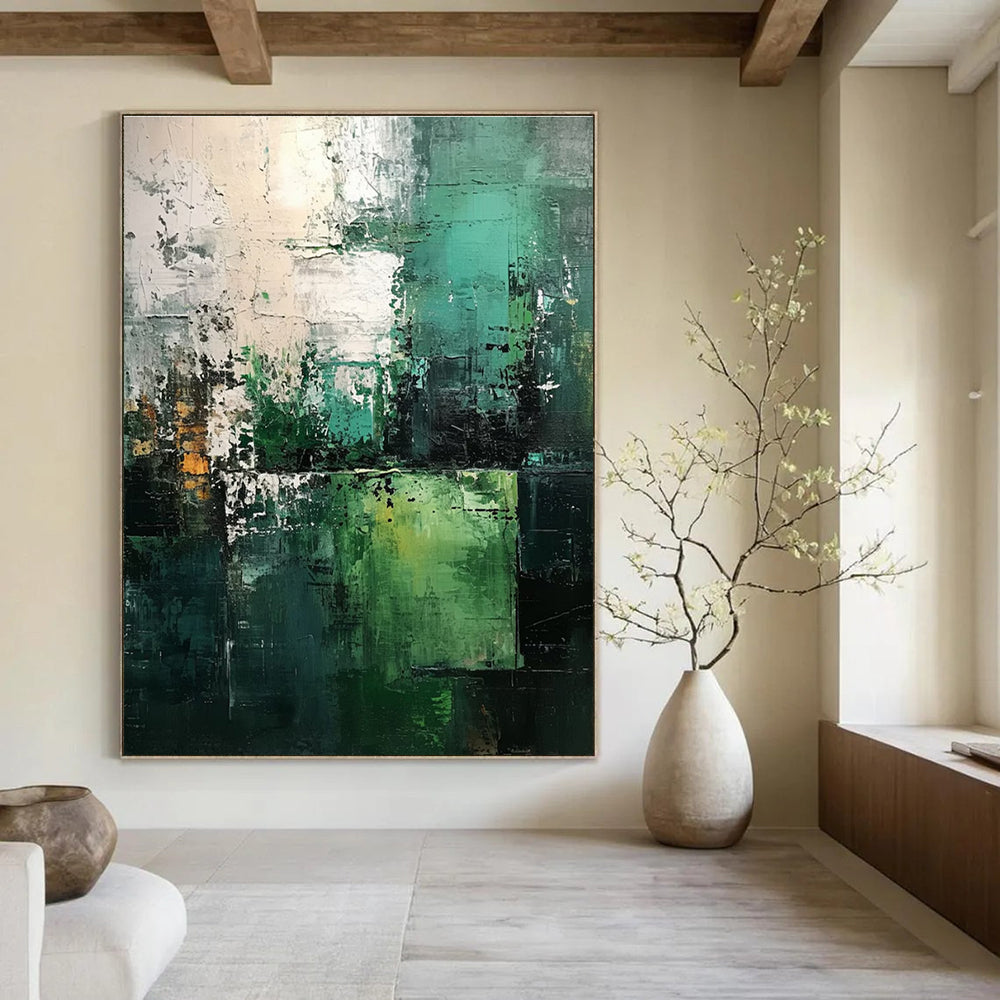 Green Blue White Abstract Painting ADGE031