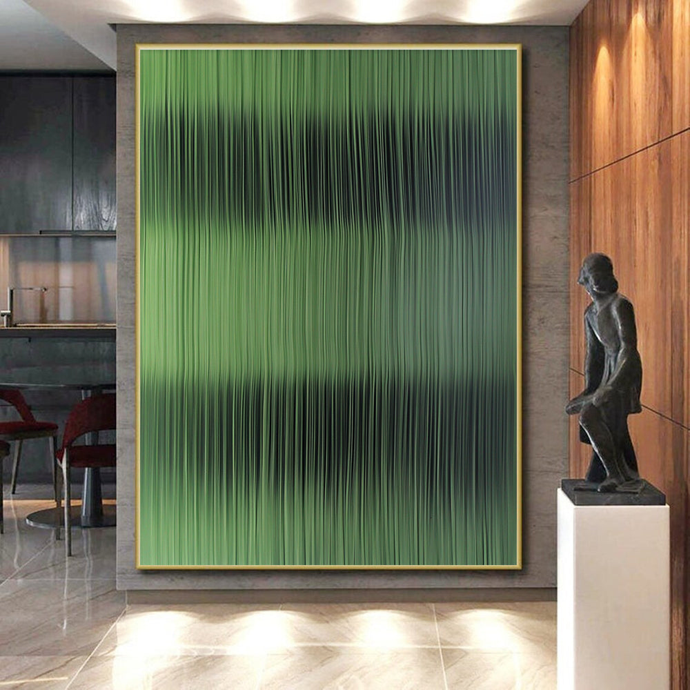 Green Vertical Stripes Abstract Painting GER842