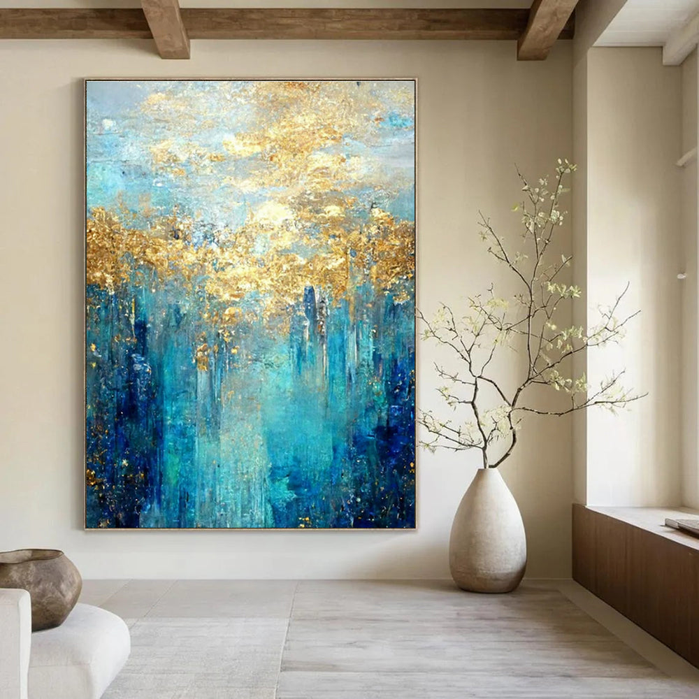 Oversized Custom Hand-Painted Abstract Canvas for Cottage Living Room Firewood Storage Niche Wall and Office Supply Cabinet Wall DLZ1912