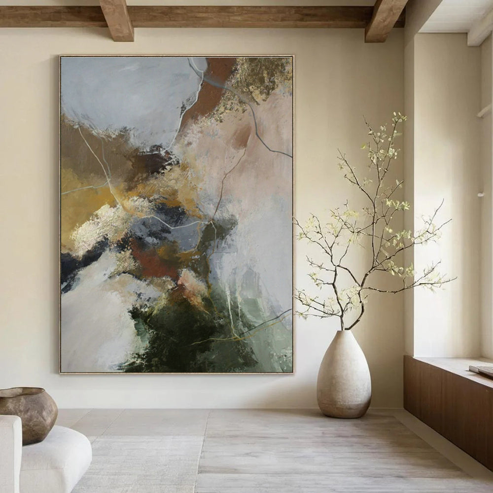 Oversized Tailored Hand-Painted Abstract Mural for Bedroom & Office DLZ1011
