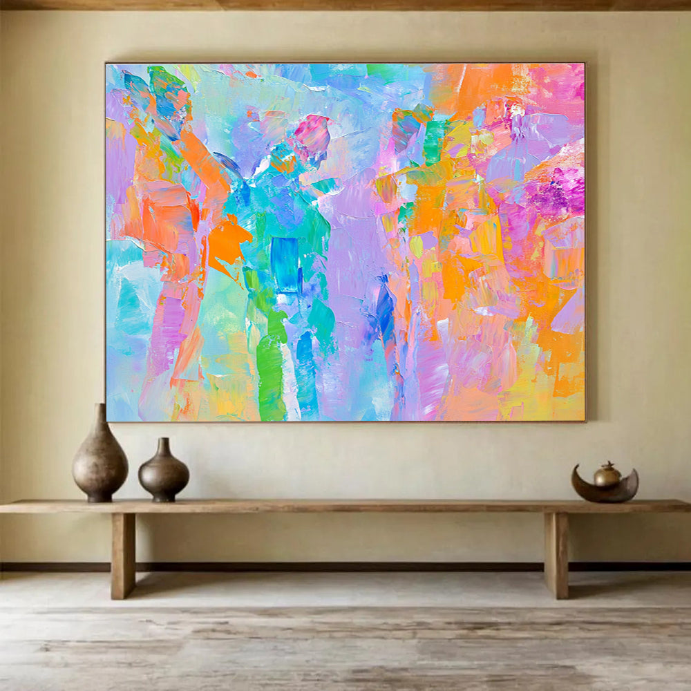 Colorful Patchwork Abstract Painting with Bright and Diverse Hues DYP344