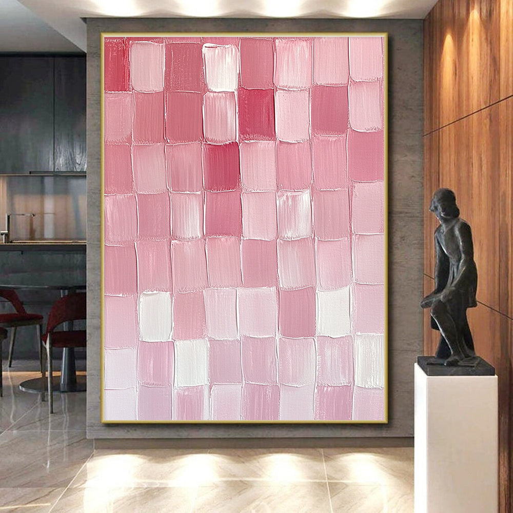 Pink Grid Pattern Abstract Painting GER865