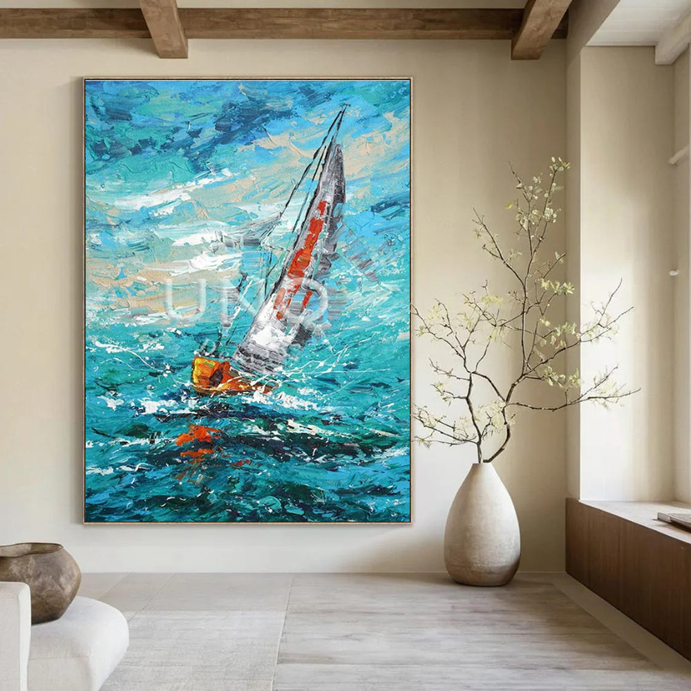 Large Hand-Painted Abstract Painting for Cottage Bedroom Blanket Ladder Side Wall & Hallway Coat Rack Back Wall DLZ1807
