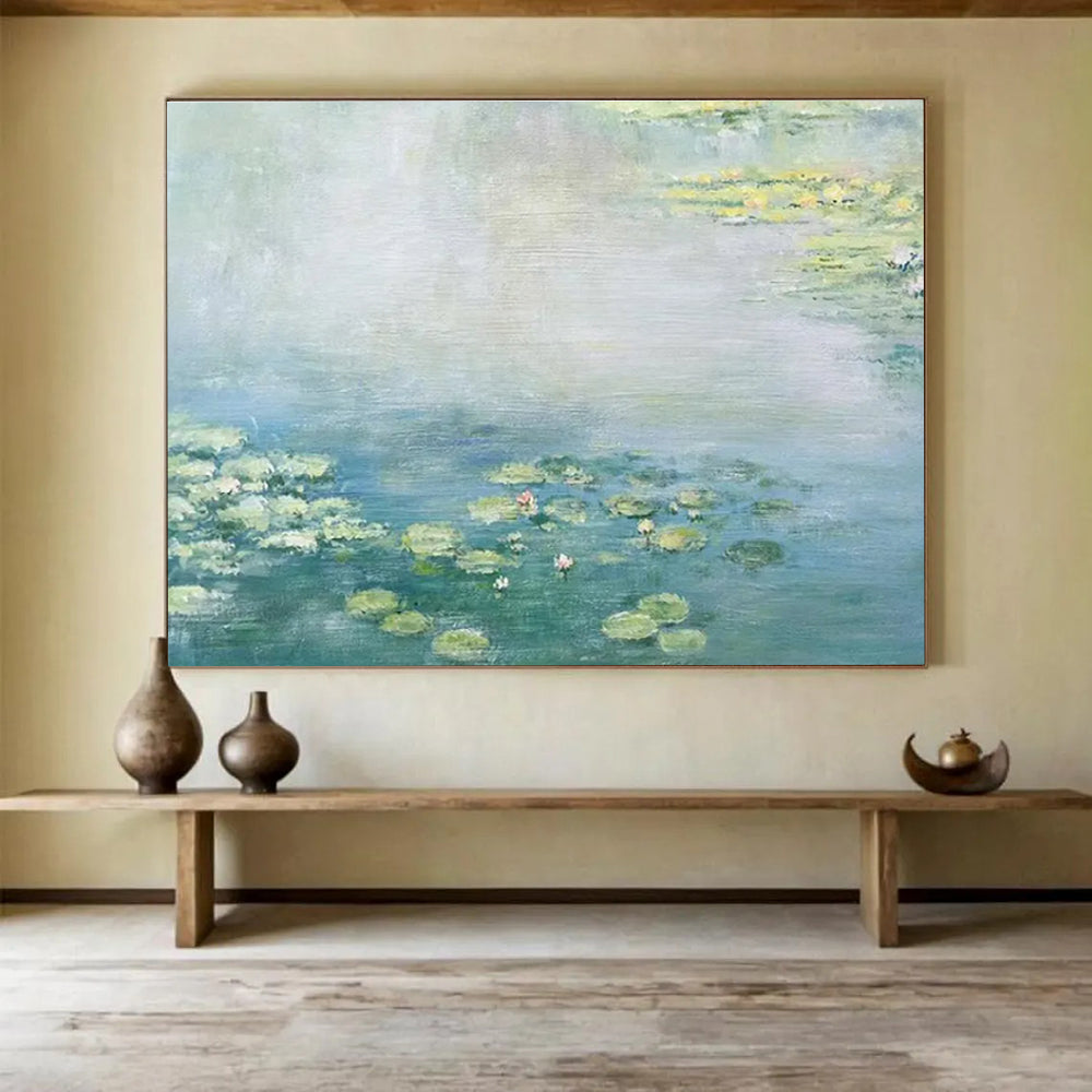 Water Lily Pond Abstract Painting with Soft, Serene Colors THY391