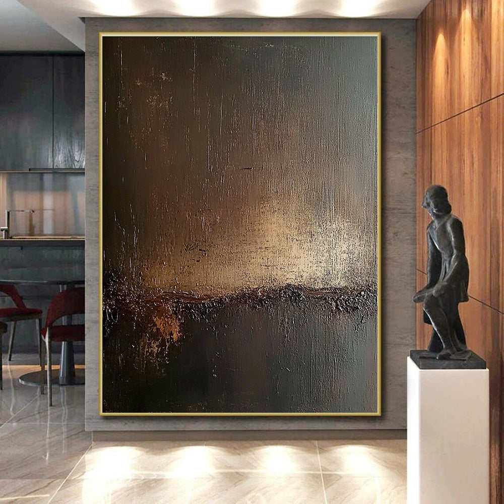 Dark Toned Brown and Black Abstract Art with Subtle Highlights GER291