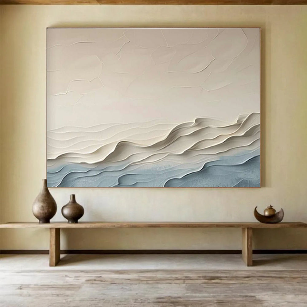 Minimalist Textured Abstract Painting with Neutral Shades THY253