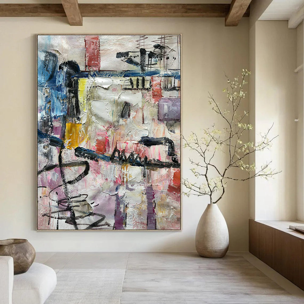 Extra-Large Handmade Abstract Painting for Dining Room & Entryway DLZ1301