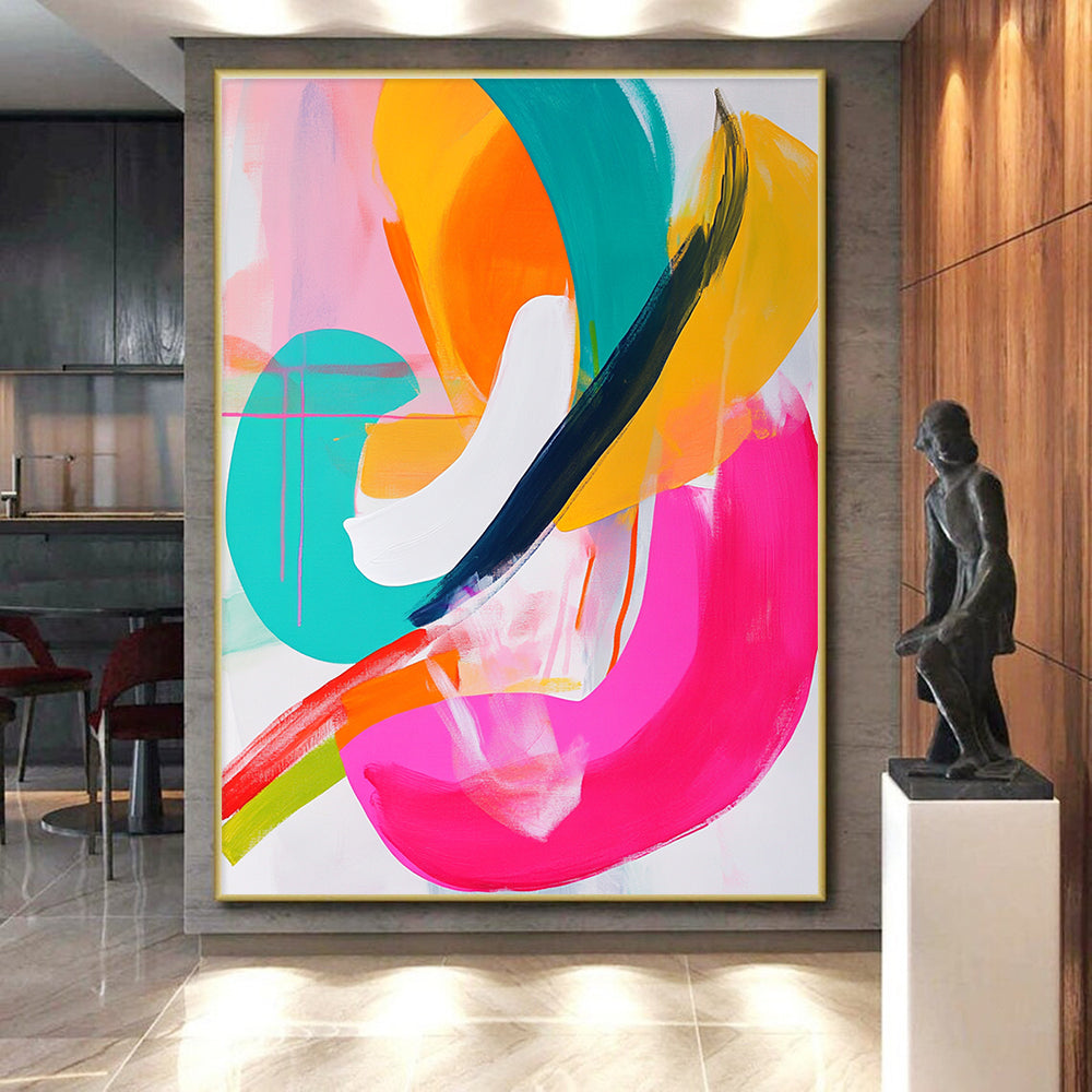 Colorful Curves Abstract Painting with Vivid Shapes GER731