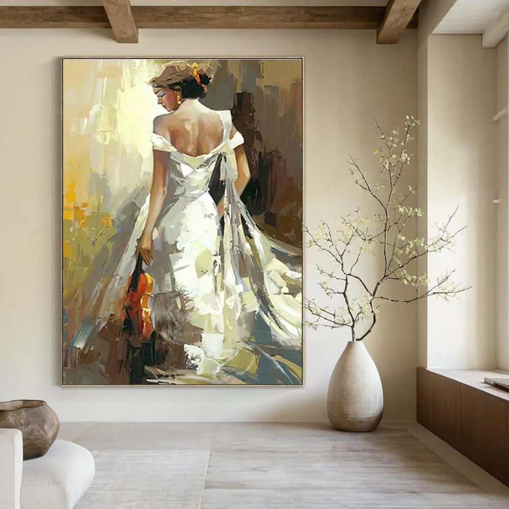 Oversized Custom Hand-Painted Abstract Art for Cottage Hallway Umbrella Stand and Office Printer Station Wall DLZ1964