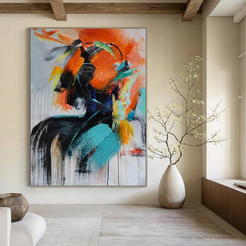 Colorful Abstract Portrait Painting with Expressive Brushstrokes ADGE410