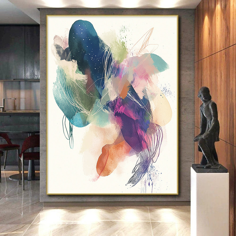 Whimsical Watercolor - Ink Abstract with Colorful Splashes GER275