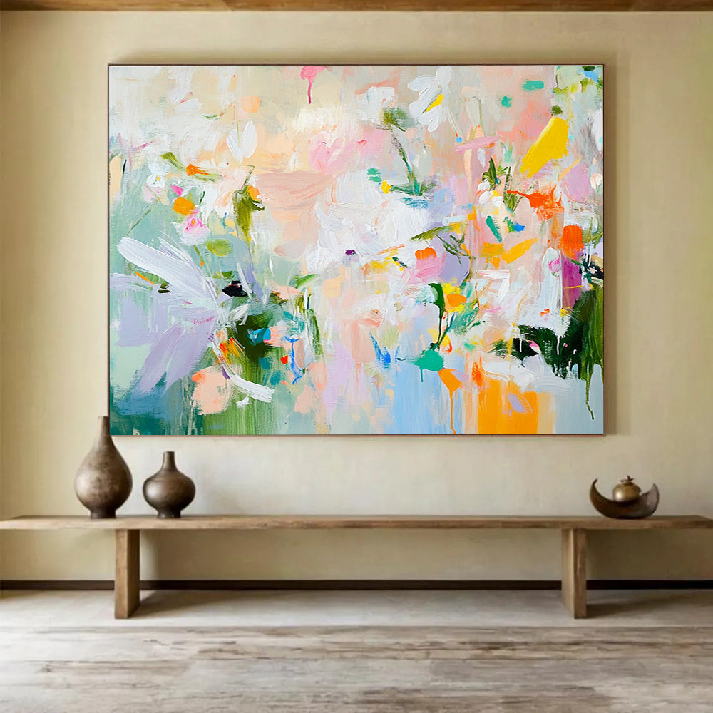 Vibrant Abstract Floral Painting with Bright Colors DYP542