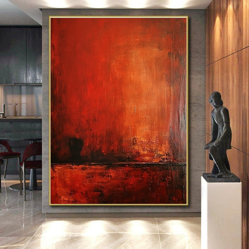 Red Textured Abstract Painting with Intense Hues GER127