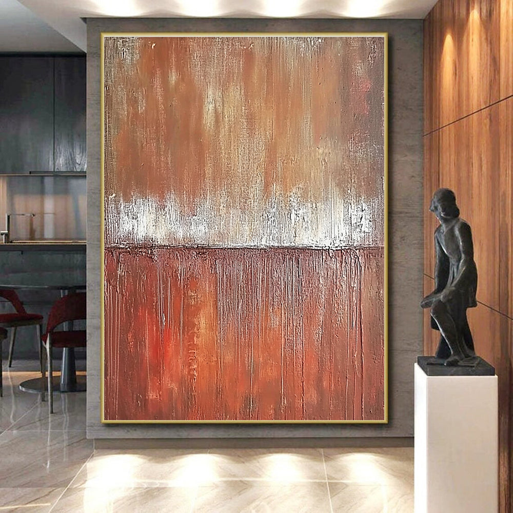 Brown White Textured Abstract Painting with Earthy Tones GER029