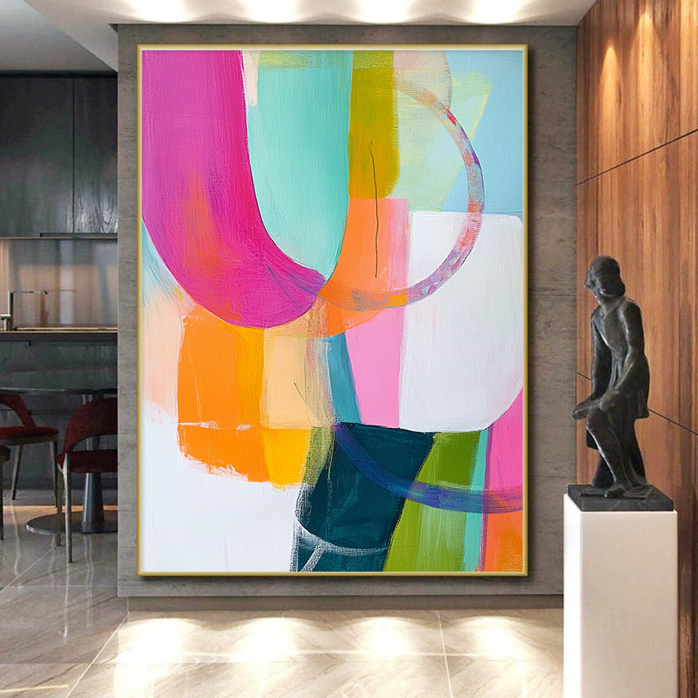 Colorful Abstract Shapes Painting with Playful Curves GER144