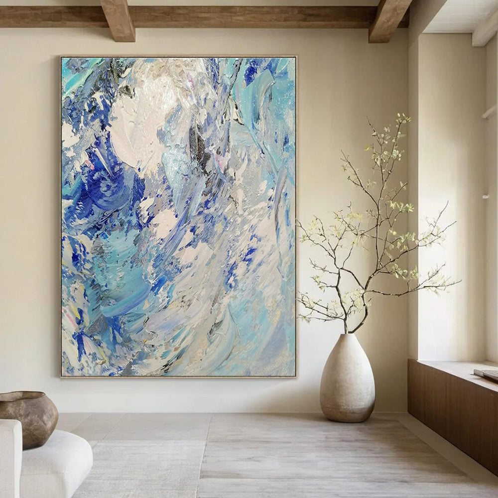 Oversized Hand-Painted Abstract Painting for Dining Room & Entryway DLZ1295
