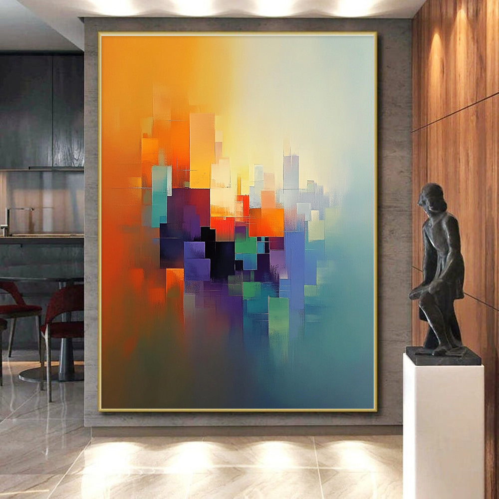 Vibrant City Abstract Painting with Diverse Color Blocks GER186