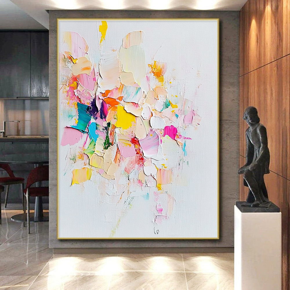 Pastel Patch Abstract Painting with Layered Colorful Textures GER657