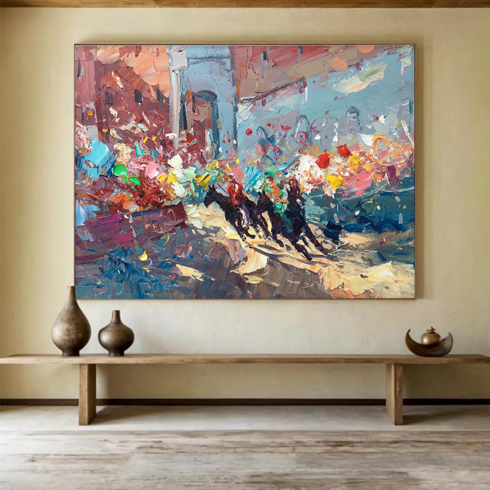 Colorful Street Race Scene Abstract Painting THY471