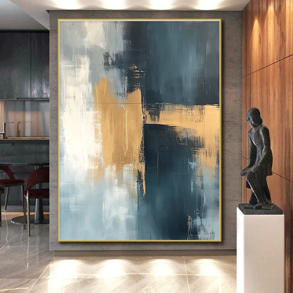 Gray and Gold Abstract Painting with Subtle Textures GER380