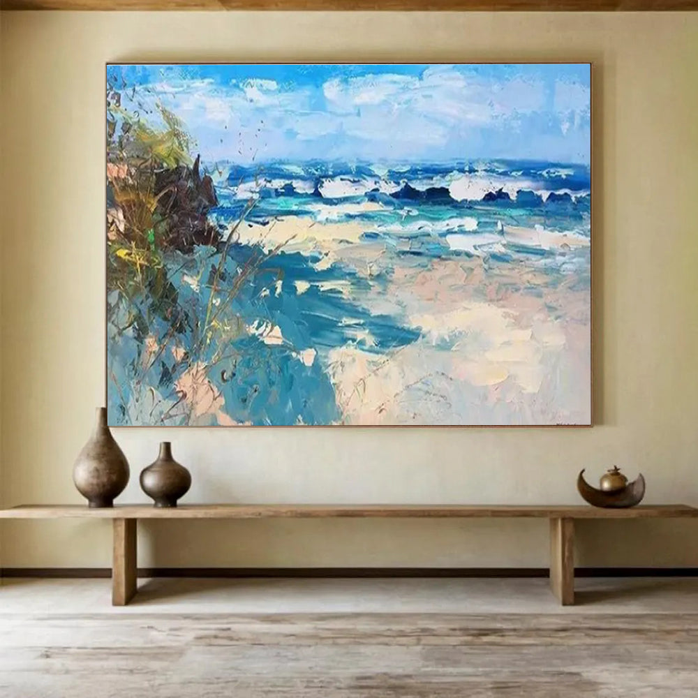 Beach with Waves Abstract Painting THY438