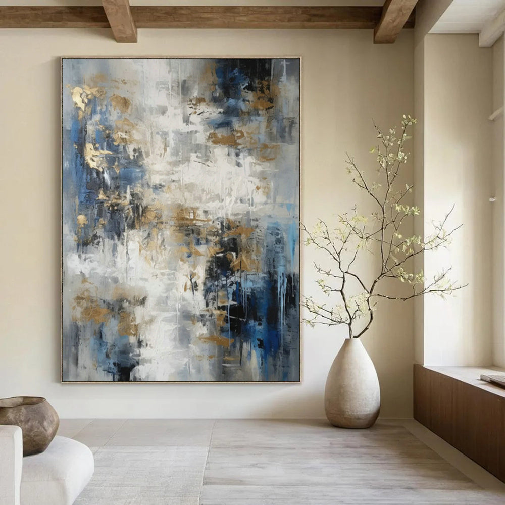 Custom - Designed Hand - Painted Abstract Canvases for Bedroom Canopy Bed Curtains & Office Room Divider Curtains DLZ0853