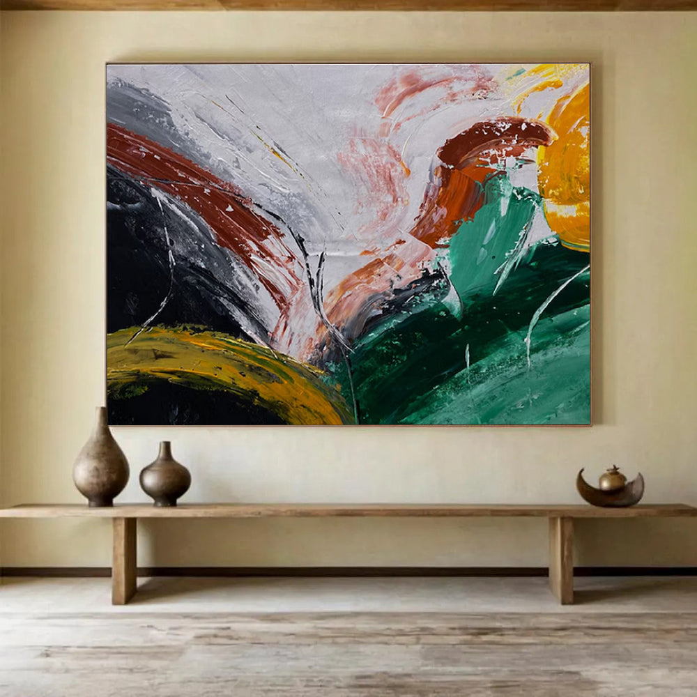 Colorful Swirl Abstract Painting with Dynamic Brushstrokes THY354