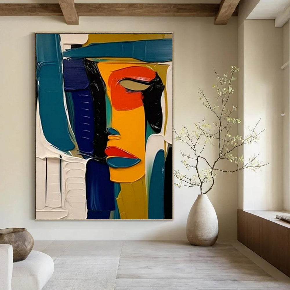 Large Hand-Painted Abstract Painting for Office and Cottage Bedroom DLZ1537