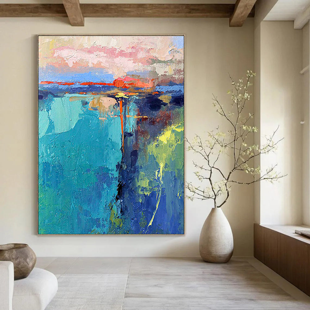 Monumental Custom Hand-Painted Abstract Art for Bedroom & Entryway DLZ1037