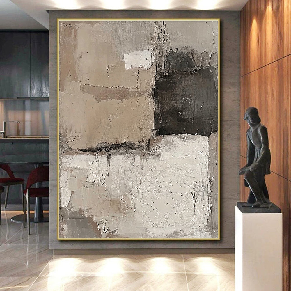 Beige and Gray Abstract Painting with Subtle Layers GER453