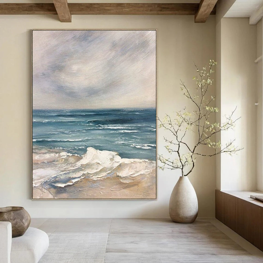 Blue White Grey Sea Abstract Painting ADGE048