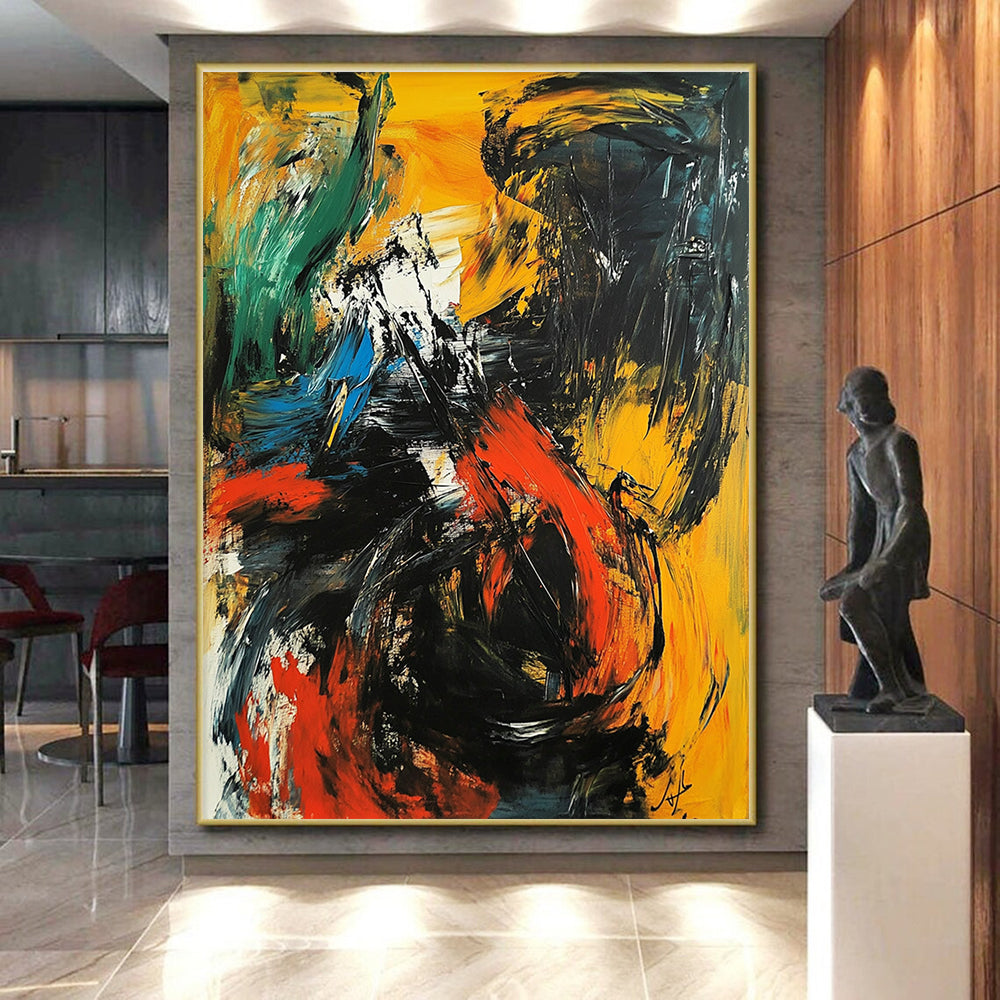 Dynamic Color Fusion Abstract Painting with Energetic Palette GER751
