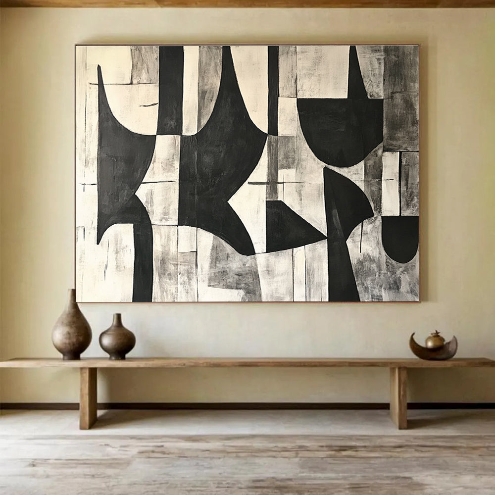 Black and White Abstract Shapes Painting DYP108