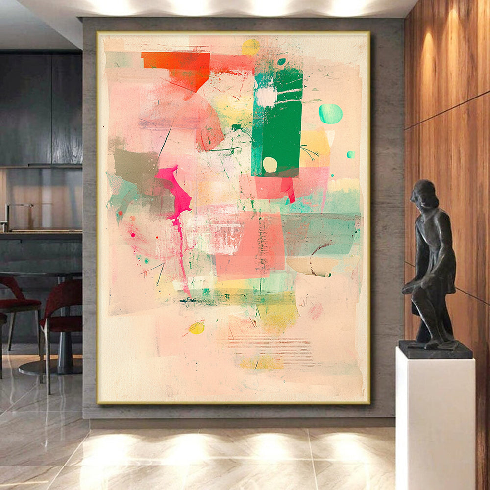 Colorful Collage - Style Abstract Painting with Mixed Shapes GER272
