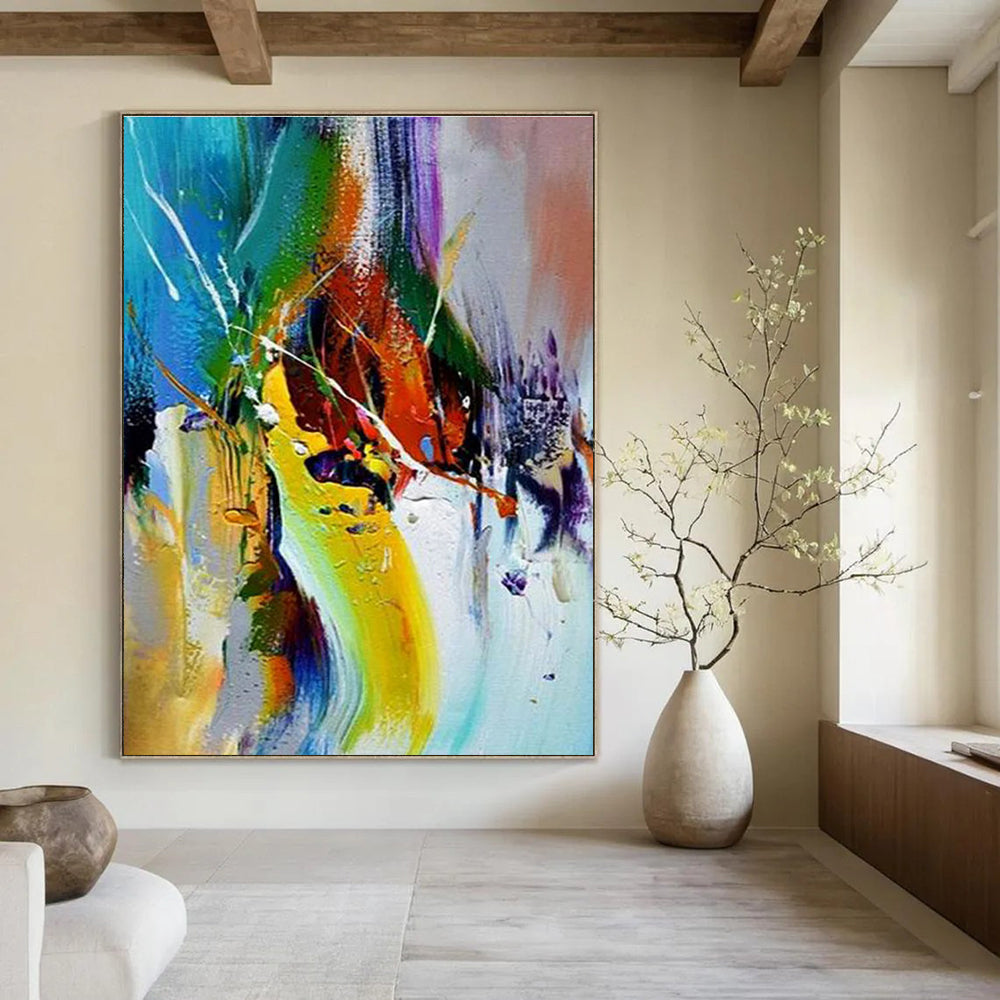 Dynamic Color Splash Abstract Painting with Energetic Movement ADGE414