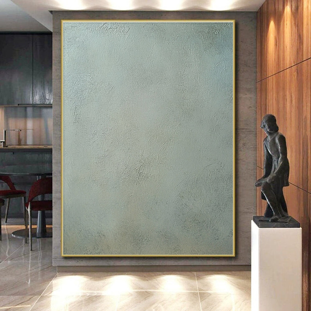 Light Green Textured Abstract Painting with Subtle Brushstrokes GER100