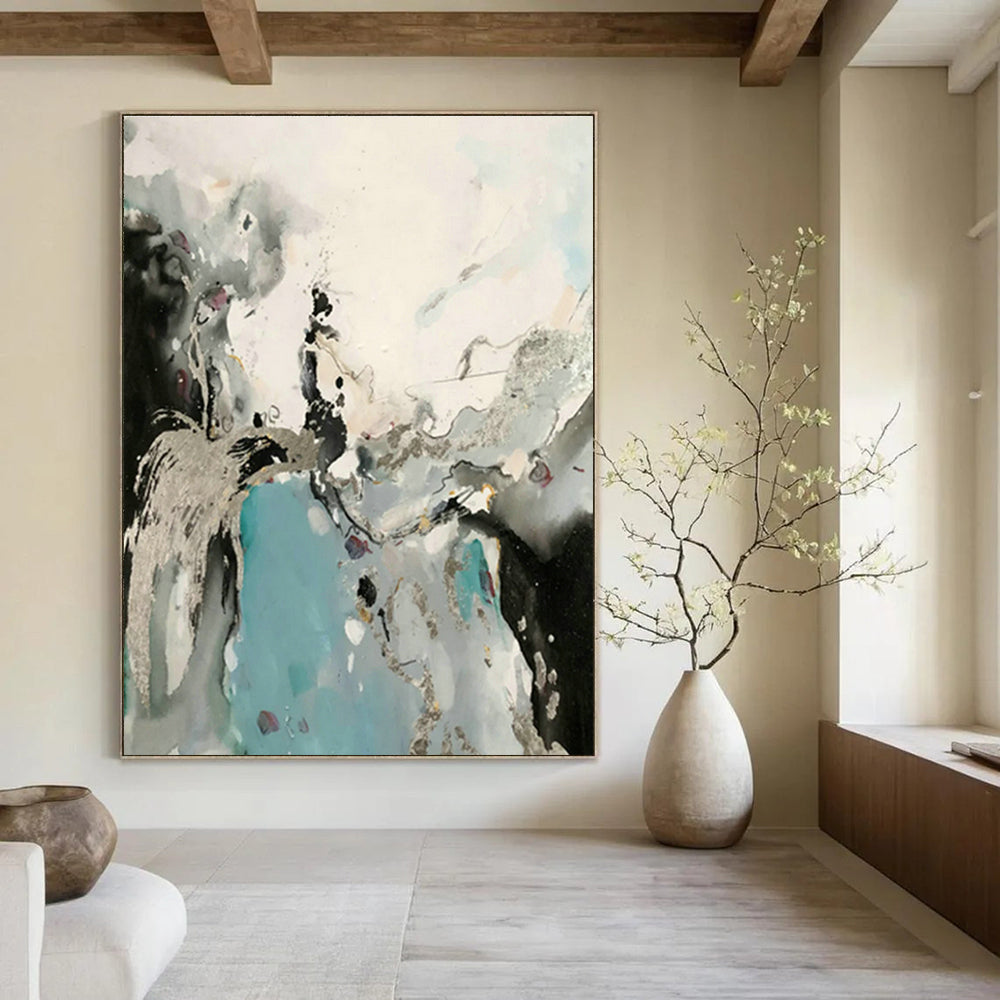 Grand - Scale Custom Hand - Painted Abstracts for Entryway & Bedroom DLZ0555