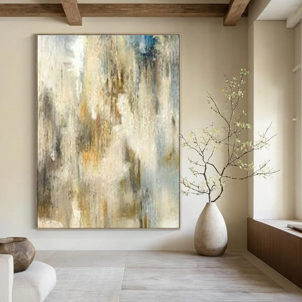 Oversized Custom Hand-Painted Abstract Canvas for Office Reception Lobby and Cottage Hallway Bicycle Display Niche DLZ1900